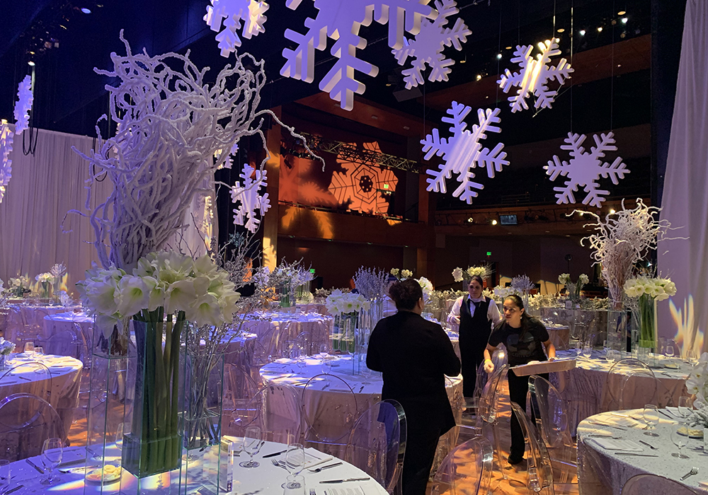 Private luncheon on stage at Zilkha Hall