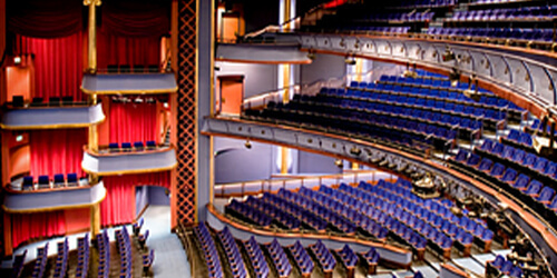 Aerial view of the seating in Sarofim Hall