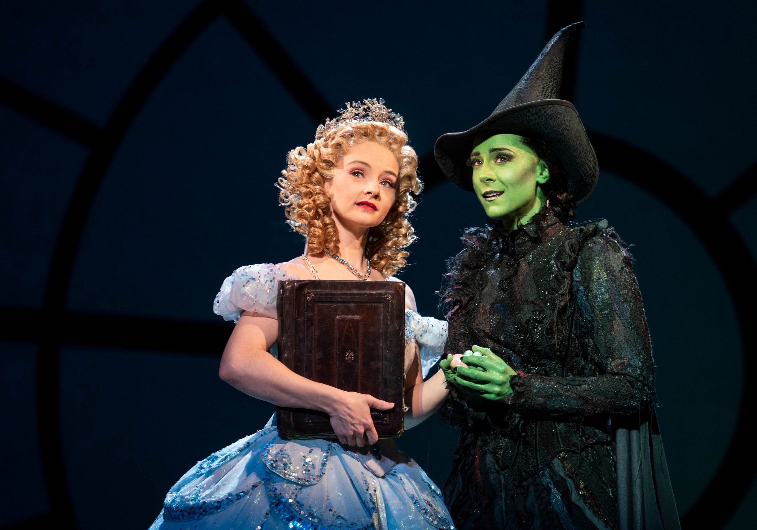Wicked production image Glinda and Elphaba