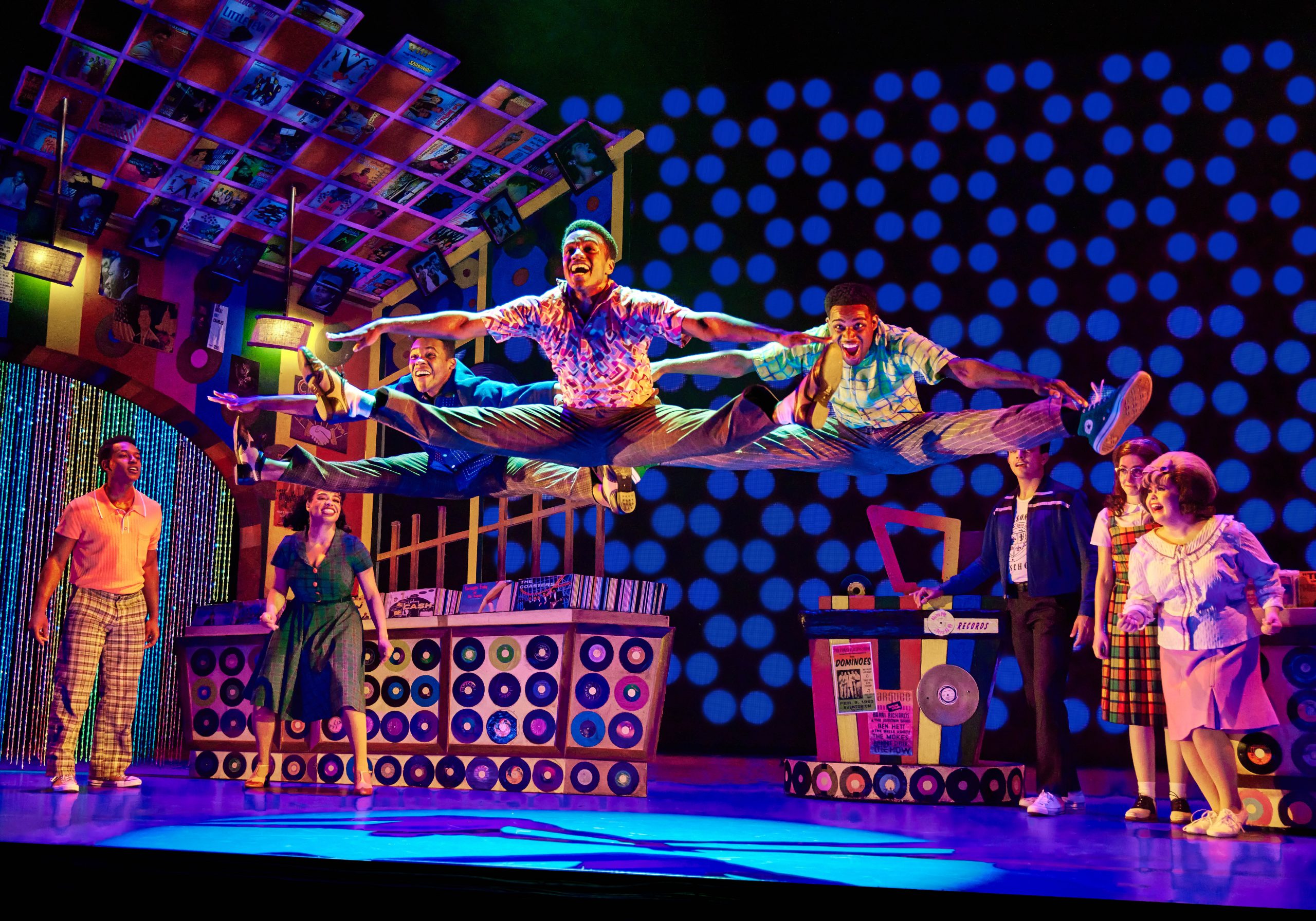 "Run and Tell That" – (aloft, from L) Sage as “Gilbert,” Kyle Kavully as “Thad,” Charlie Bryant III as "Seaweed J. Stubbs" and Company in Hairspray