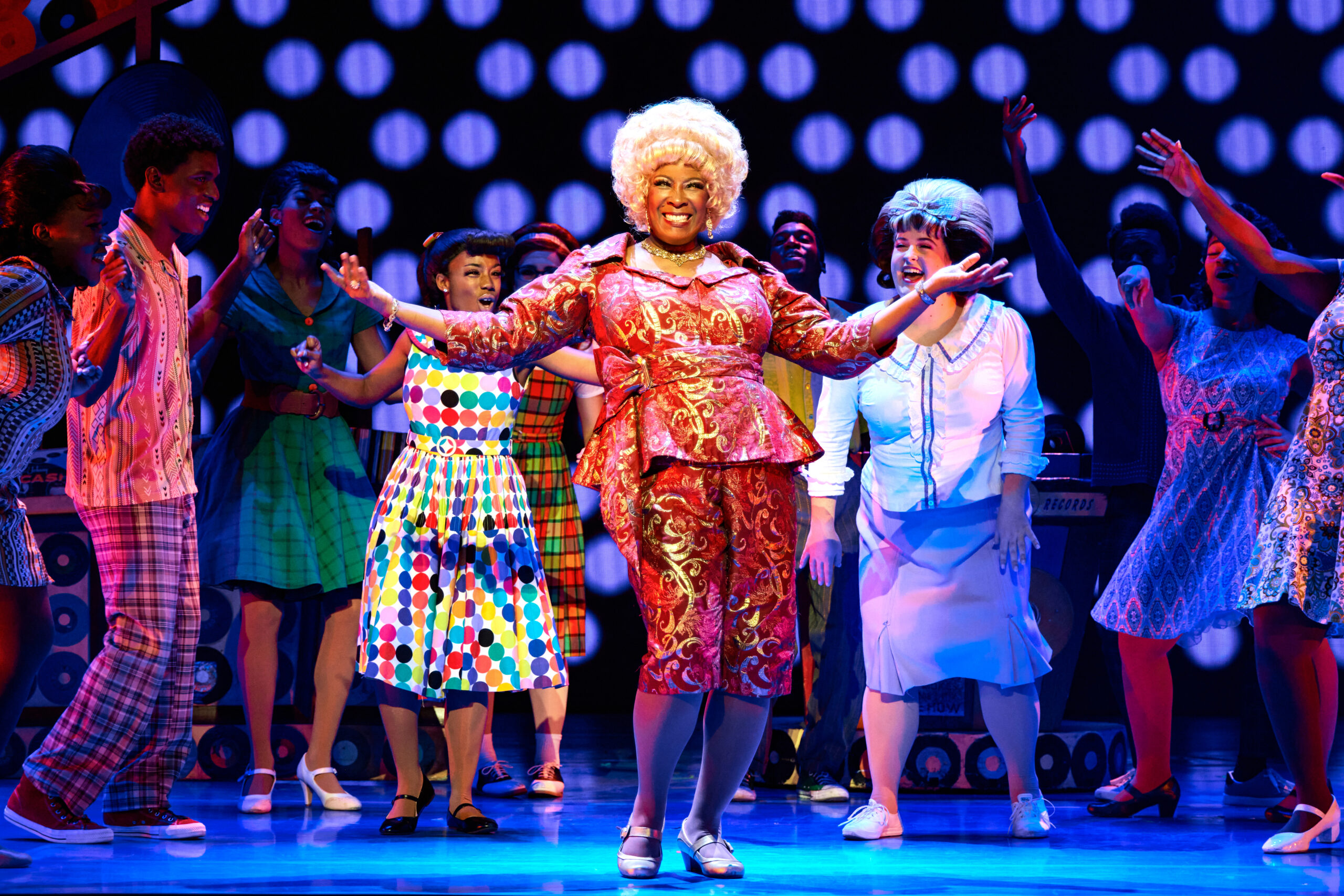 Deidre Lang as “Motormouth Maybelle” and Company in Hairspray