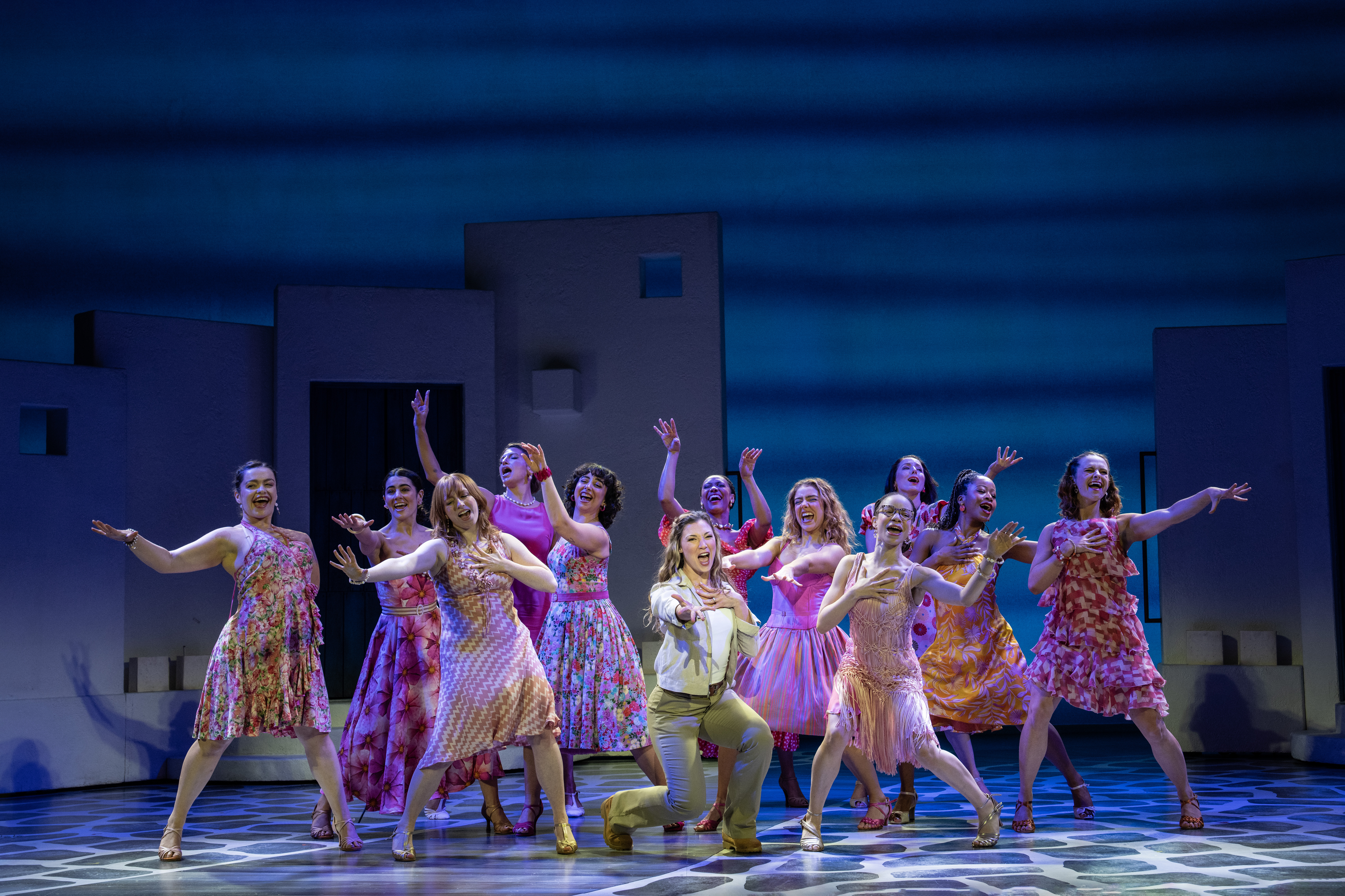 Amy Weaver (Sophie Sheridan), and the Company of MAMMA MIA! 25th Anniversary Tour